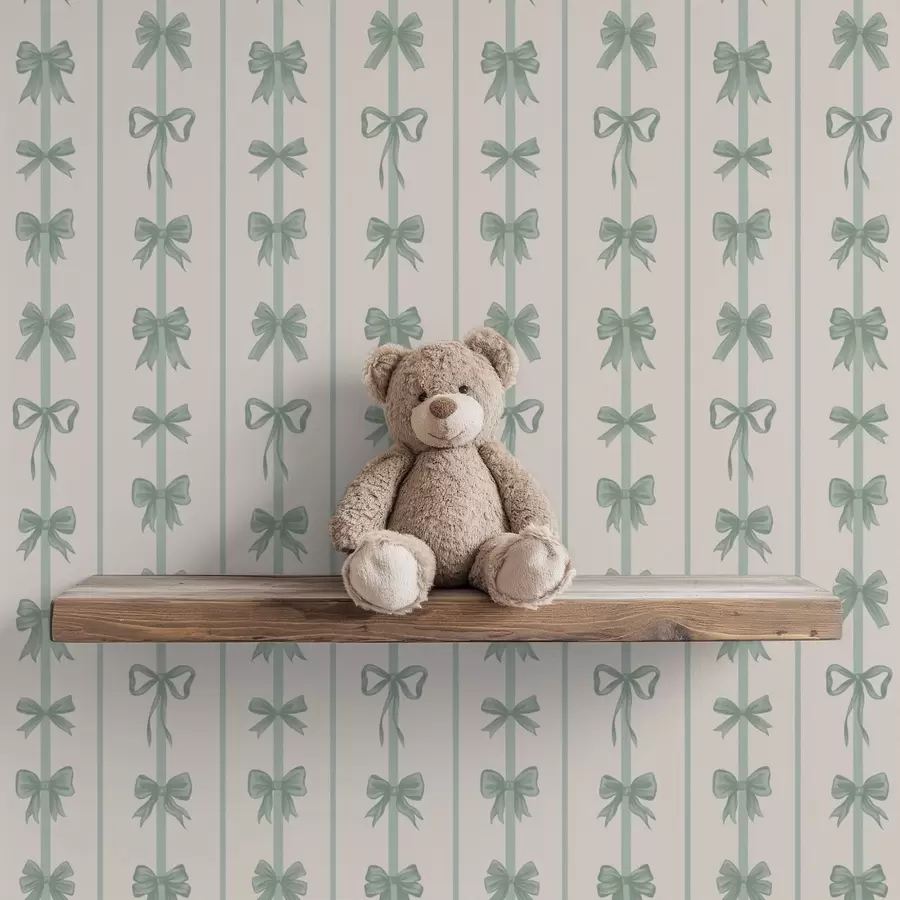 wall murals Зелене машне у пругама на беж позадини a01075v1