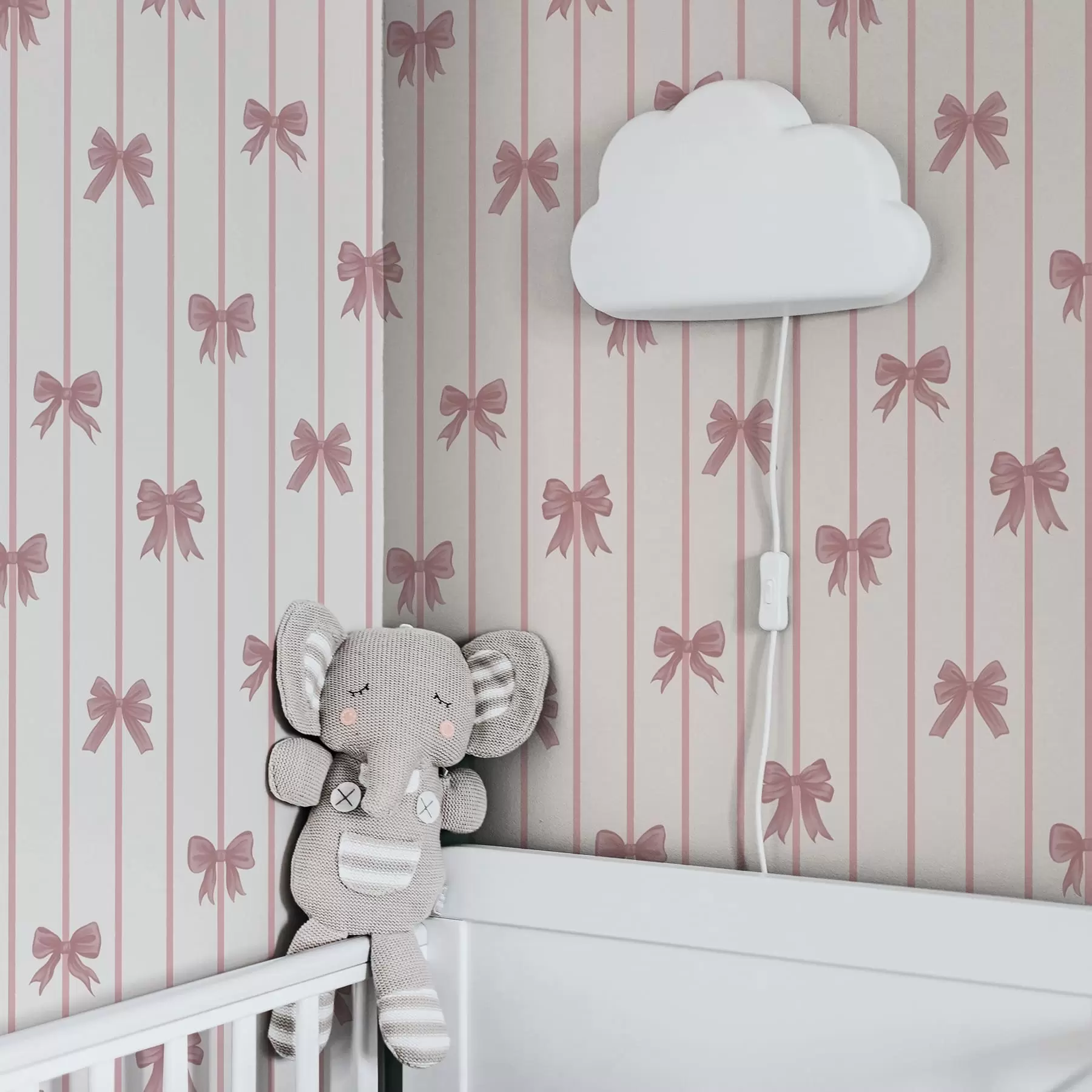 wall murals Ружичасте машне на вертикалним пругама на светлој позадини a01162