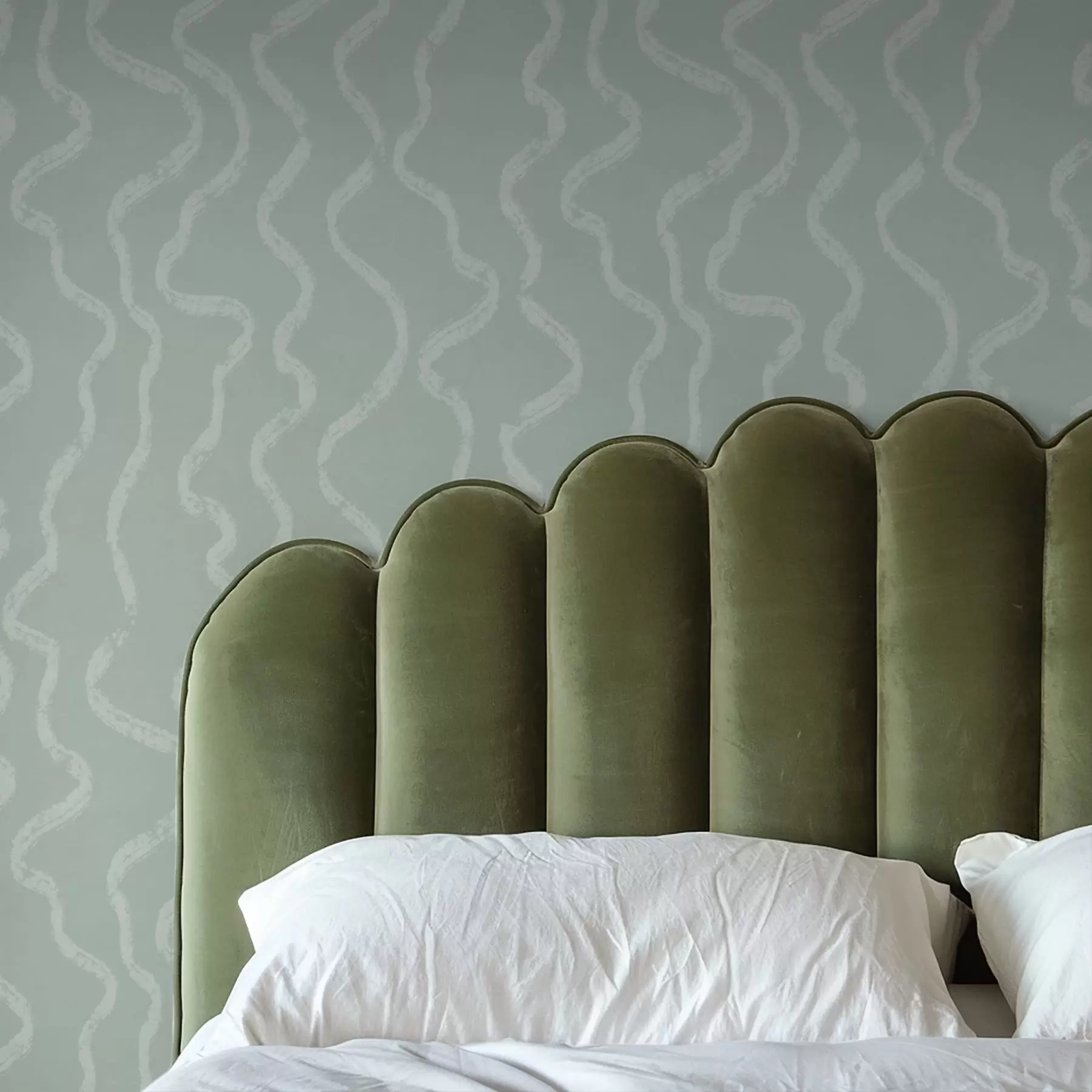 wall murals Таласасти светлосни узорак на зеленој позадини a01167v2