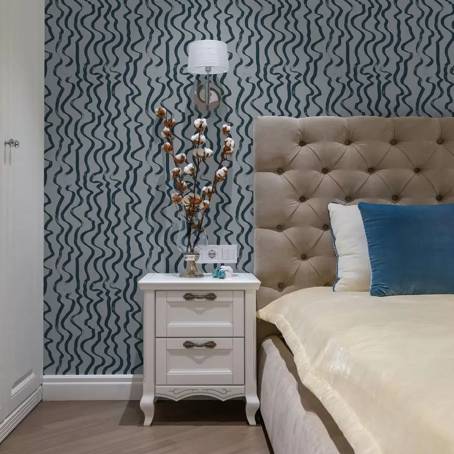 wall murals Тамне таласасте линије на плавој позадини a01168v1