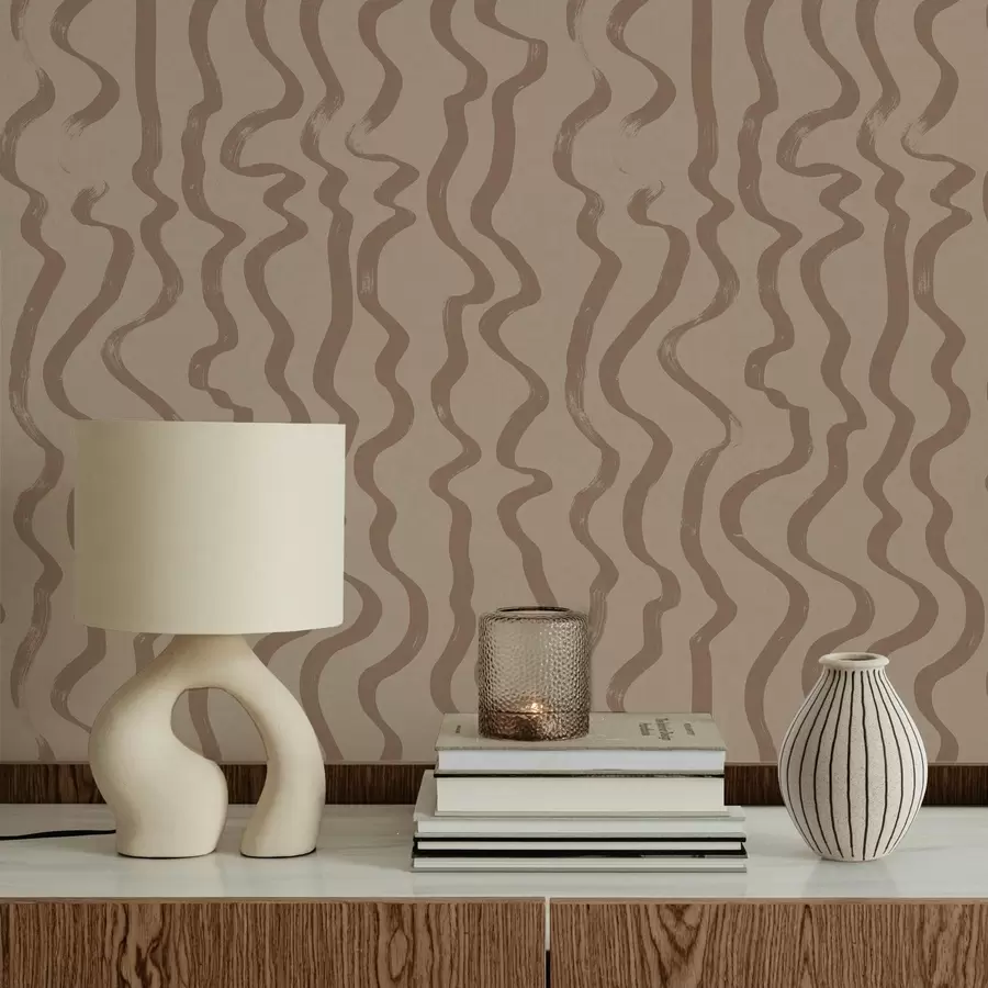 wall murals Беж таласасте линије на светлој позадини a01168v2