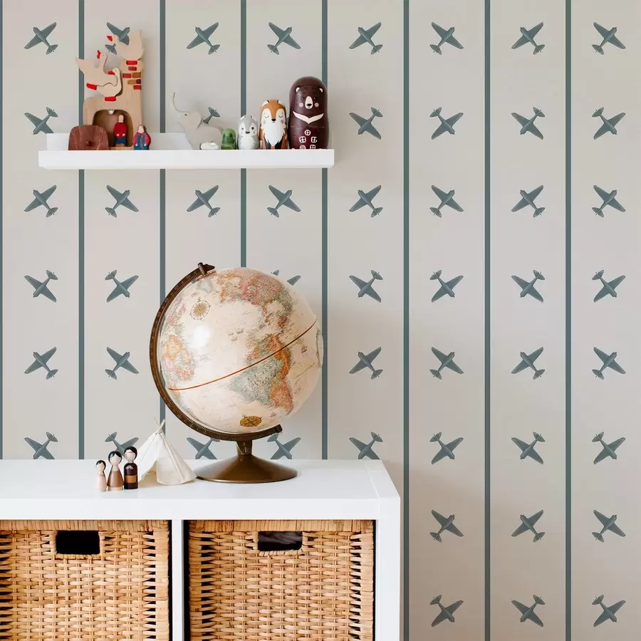 wall murals Авиони у пругастом узорку са плавим акцентима a01169