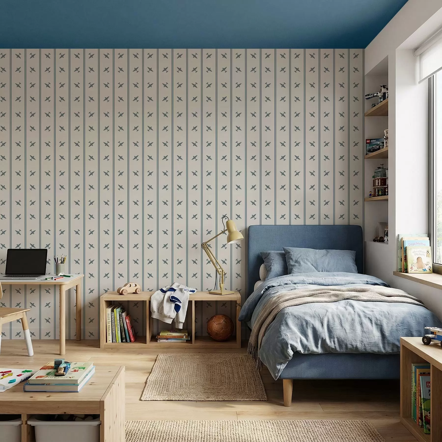 wall murals Авиони у пругастом узорку са плавим пругама a01170