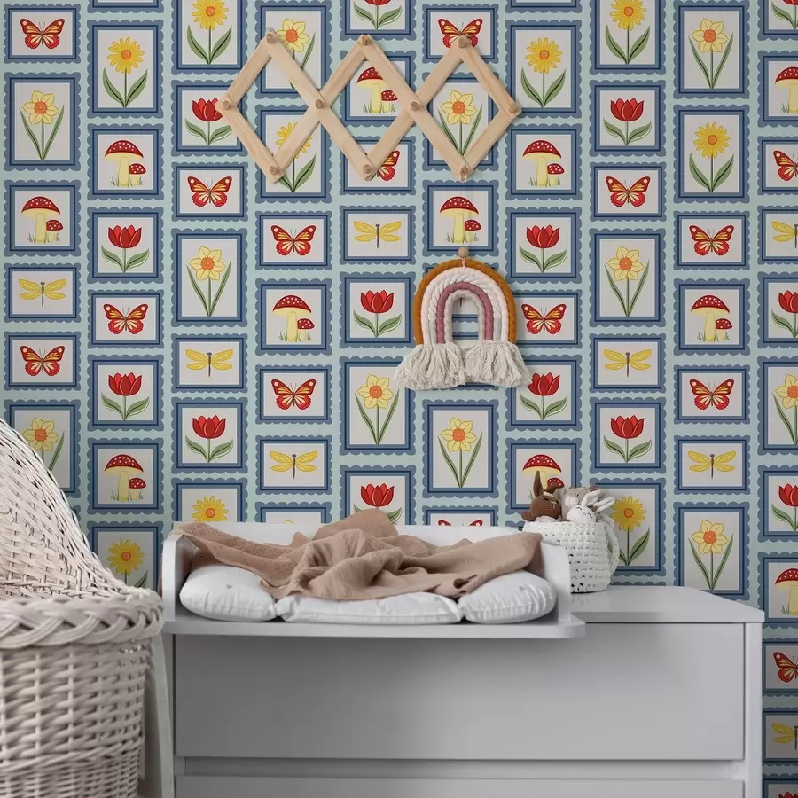 wall murals Урамљене илустрације у плавим нијансама a01175v2
