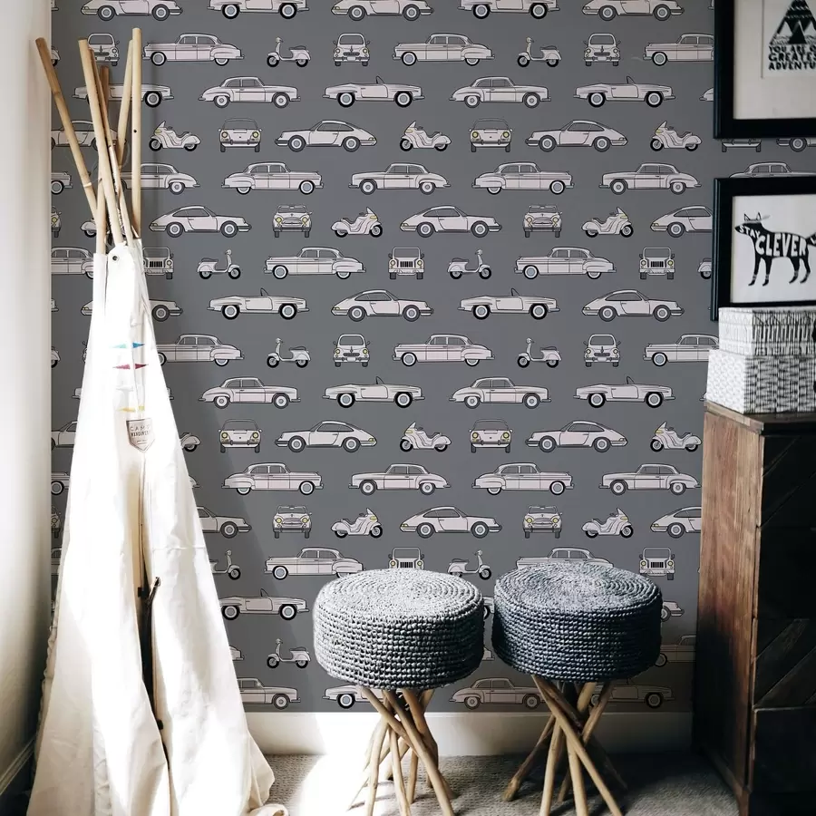 wall murals Ретро аутомобили и скутери на тамној позадини a01178v3