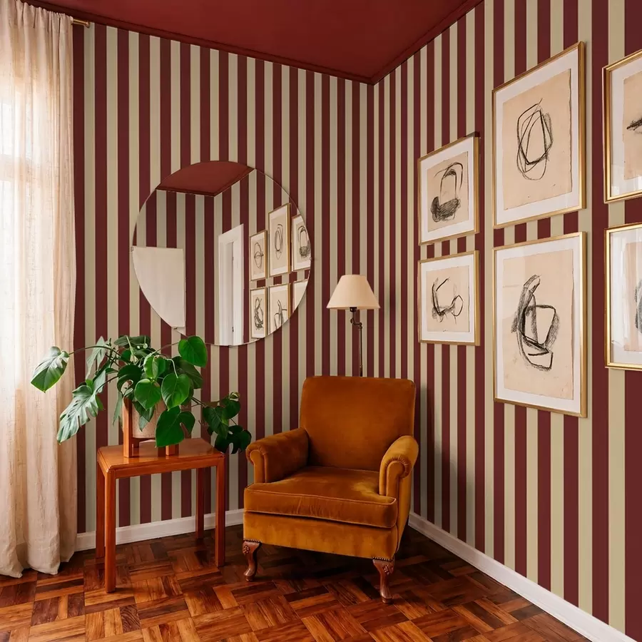 wall murals Црвене и беж вертикалне пруге a01179