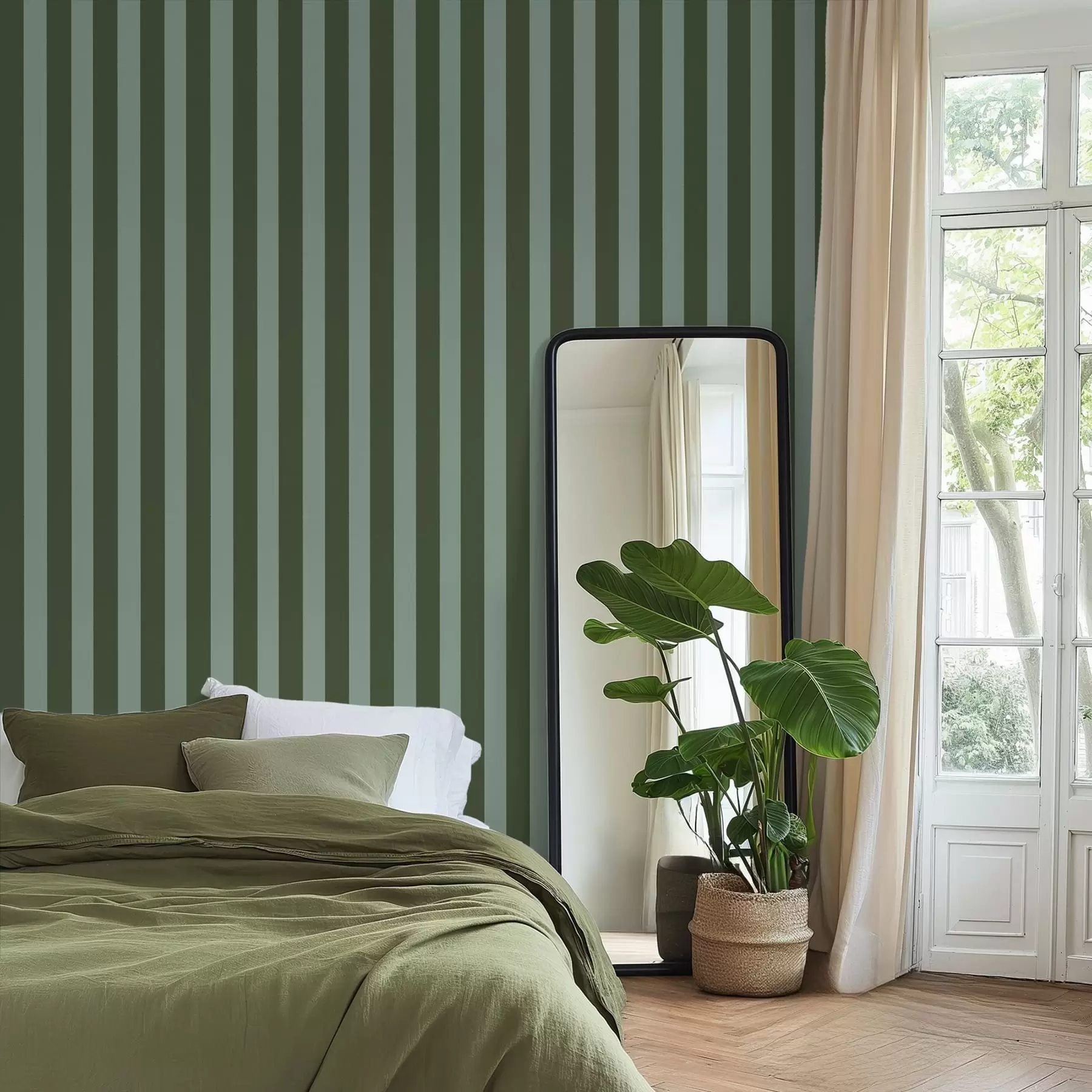 wall murals Тамнозелене и светле вертикалне пруге a01179v4