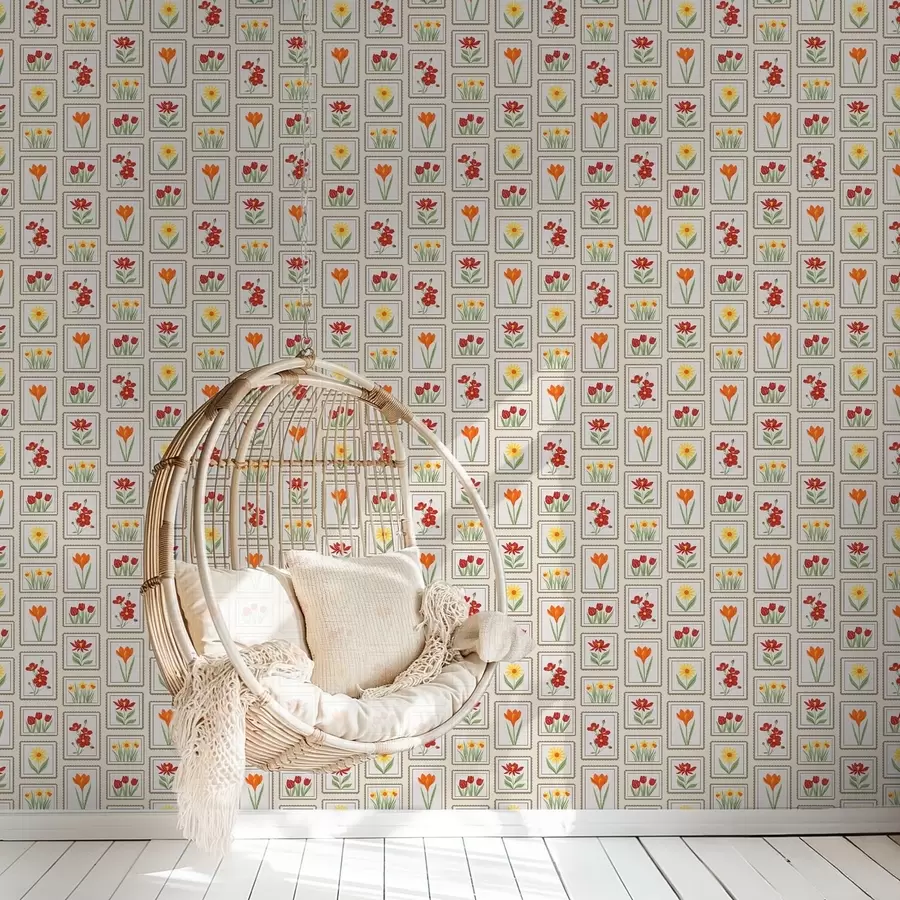 wall murals Светле урамљене цветне илустрације a01174v1