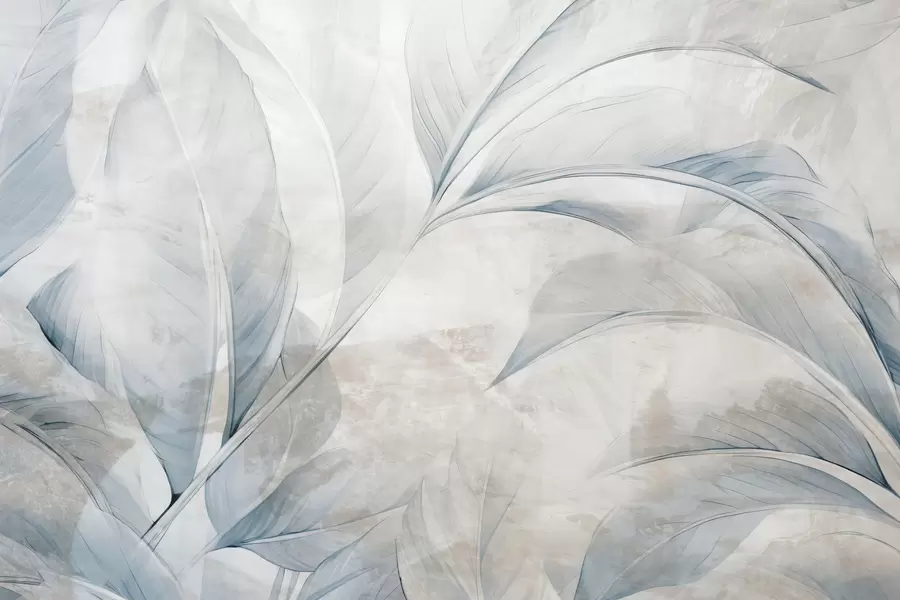 wall murals Лишће на бетонском зиду w05440