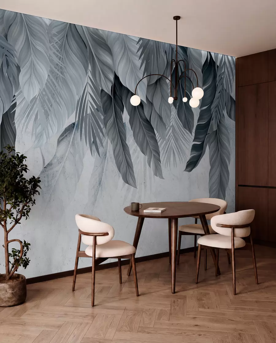 wall murals Тропско висеће лишће на бетону w05521v1