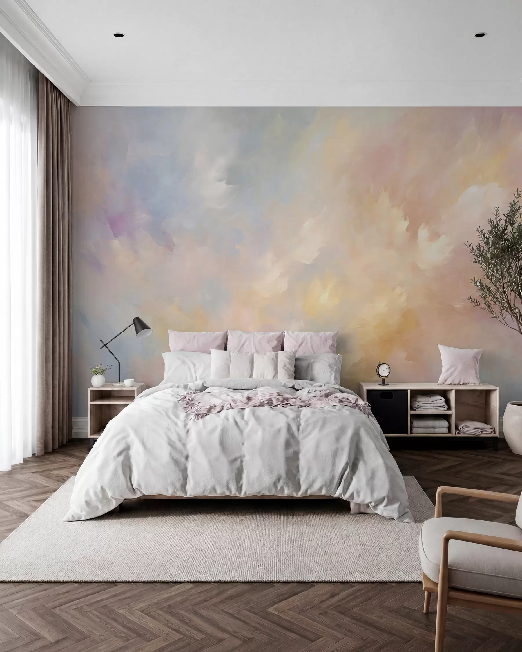 wall murals Naslikani oblaci boja w05522