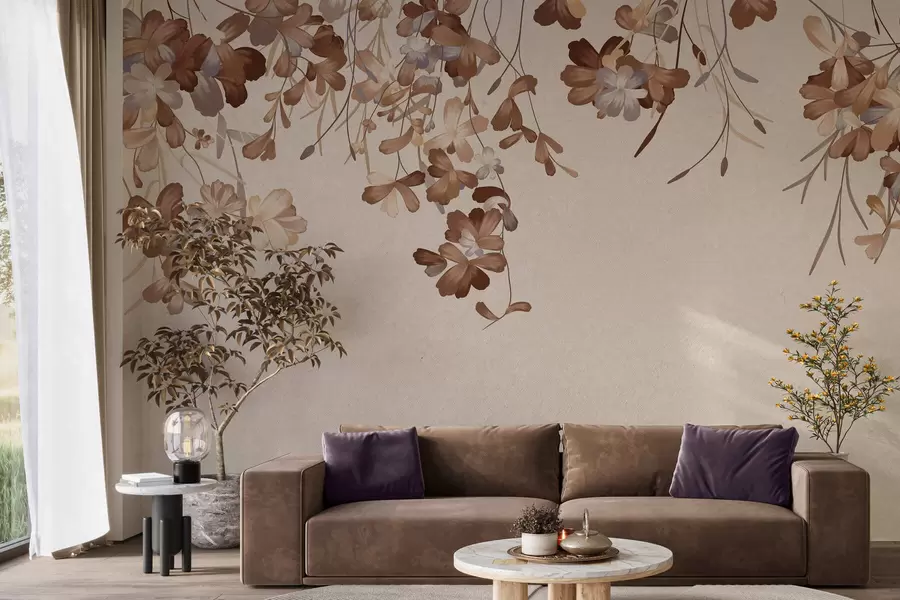 wall murals Лишће виси на зиду w05530