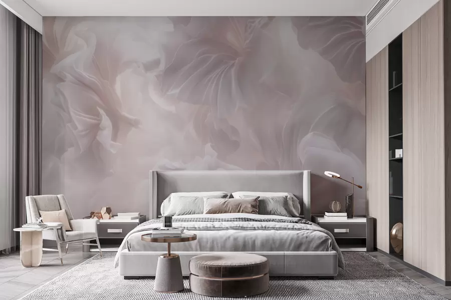wall murals Апстрактни цветни облици са лепршавим латицама у пастелним нијансама w09841