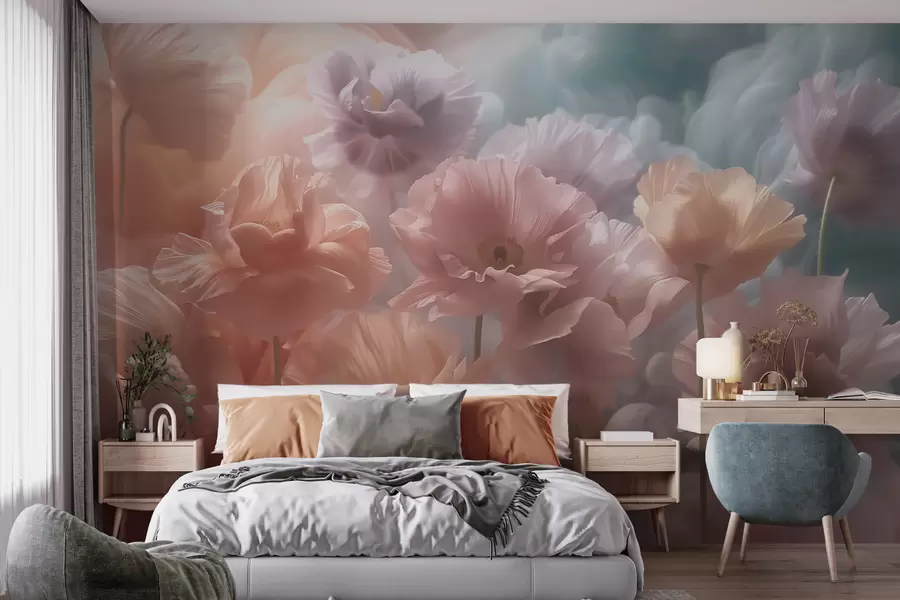 wall murals Прозрачно цвеће са провидним латицама у меком јутарњем светлу w09847