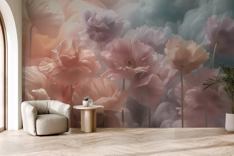 wall murals Прозрачно цвеће са провидним латицама у меком јутарњем светлу w09847