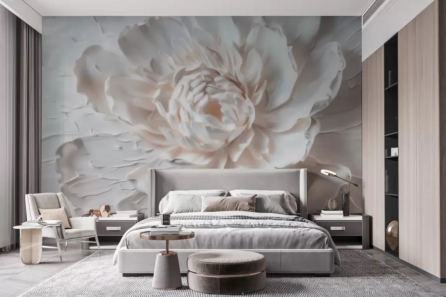 wall murals Нежни барељефни цвет са глатким латицама у светлим тоновима w09861