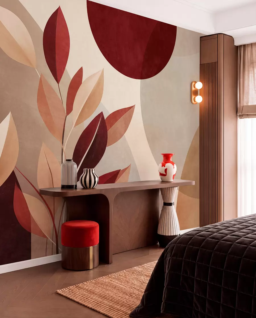 wall murals Kolaž bordo lišća w09829