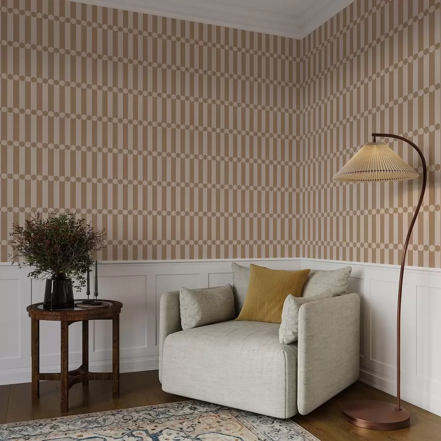 wall murals Топле беж пруге са централним круговима a01186v1