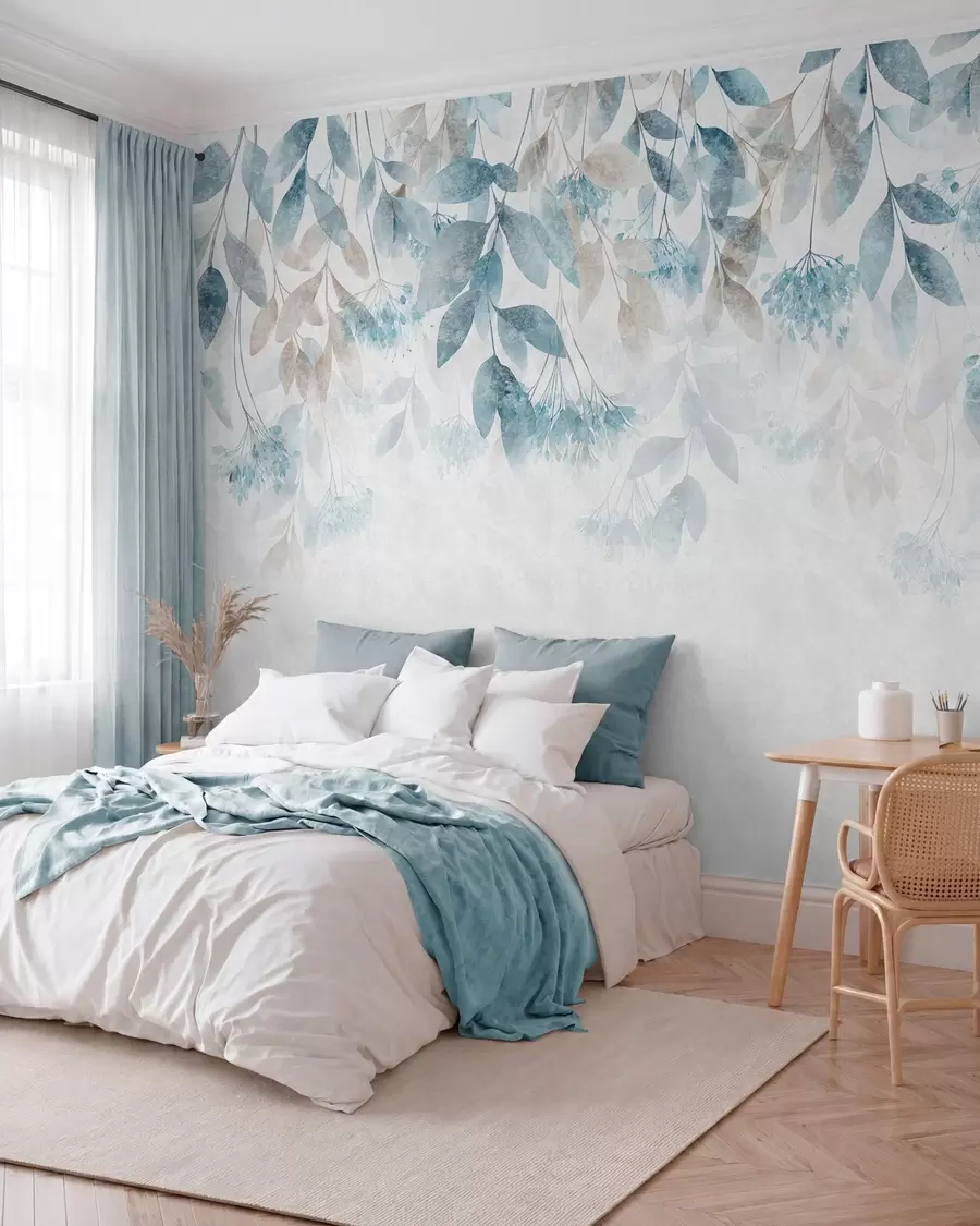 wall murals Slap tirkiznog lišća w05565