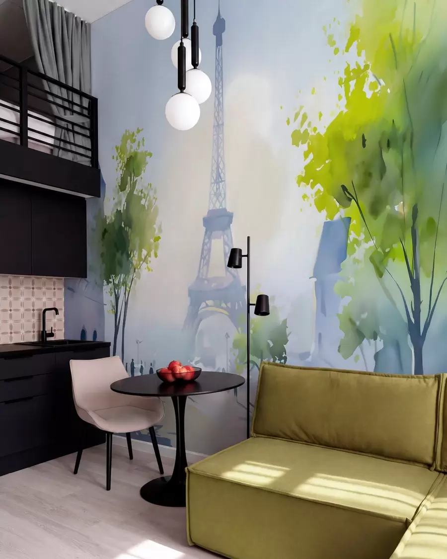 wall murals Париз, градски пејзаж у акварелном стилу а ла прима w05566