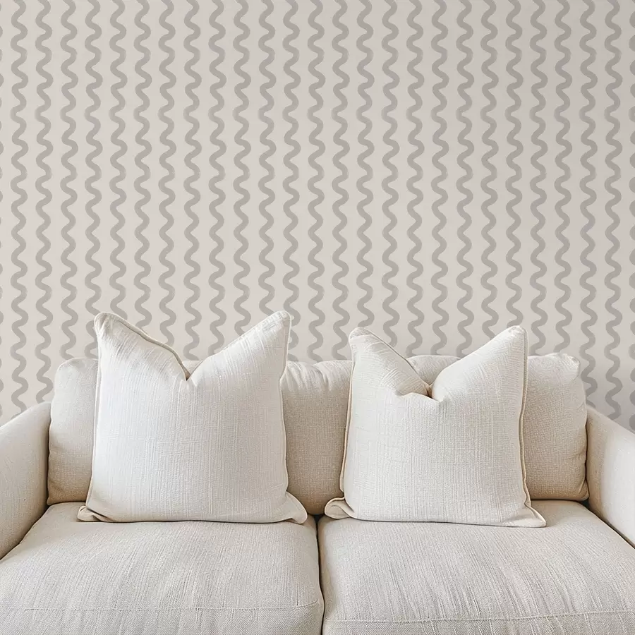 wall murals Таласасти светло сиви узорак на кремастој позадини a01187v3