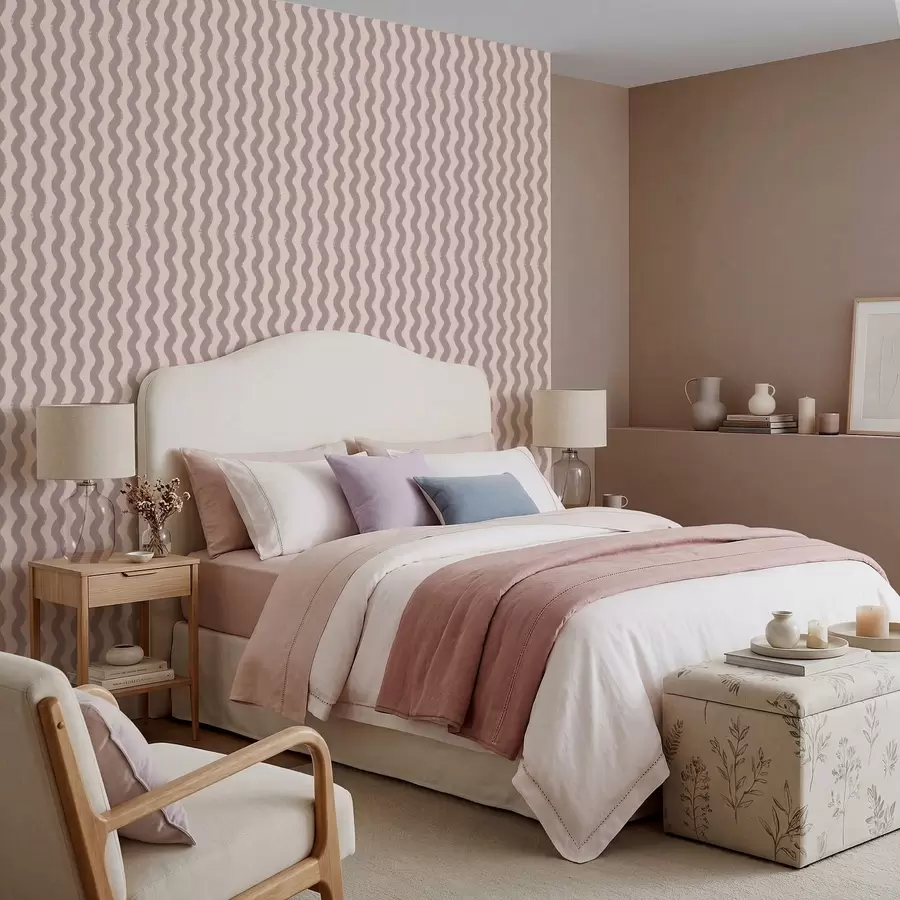 wall murals Таласасти прашњаво-ружичасти узорак на светлој позадини a01188v4