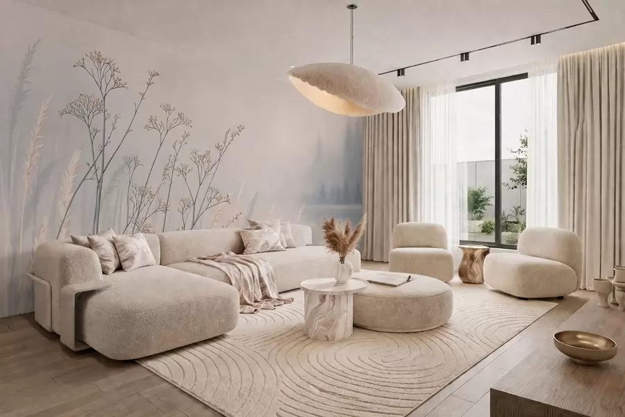 wall murals Ливадске траве поред воде у магловитом пејзажу w05534