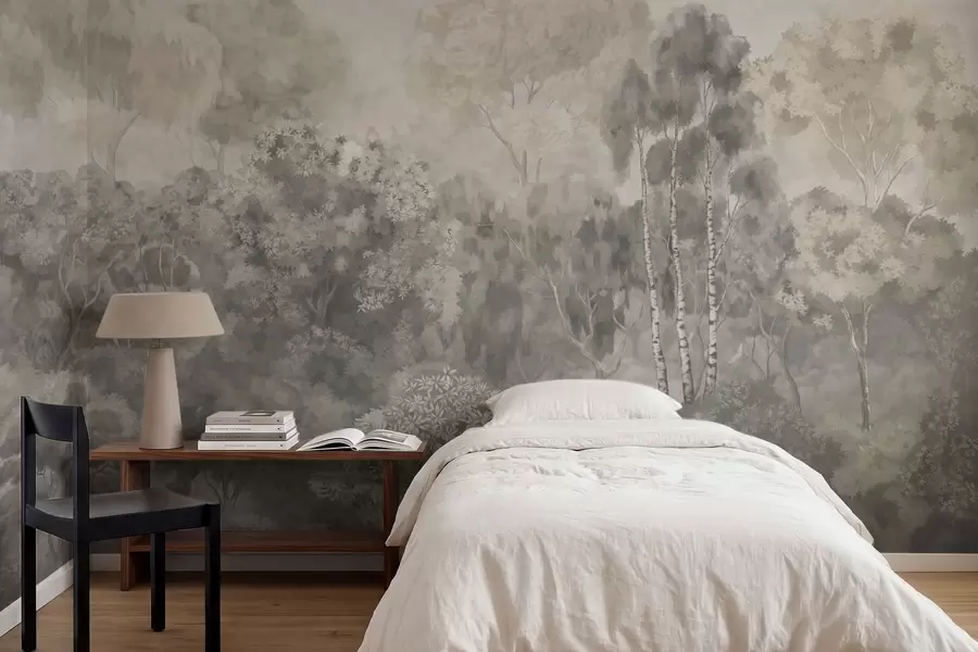 wall murals Светли шумски пејзаж са реком w05542