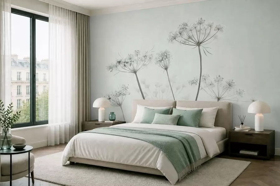 wall murals Нежни сушени кишобрани на мекој светлој позадини w05543v1