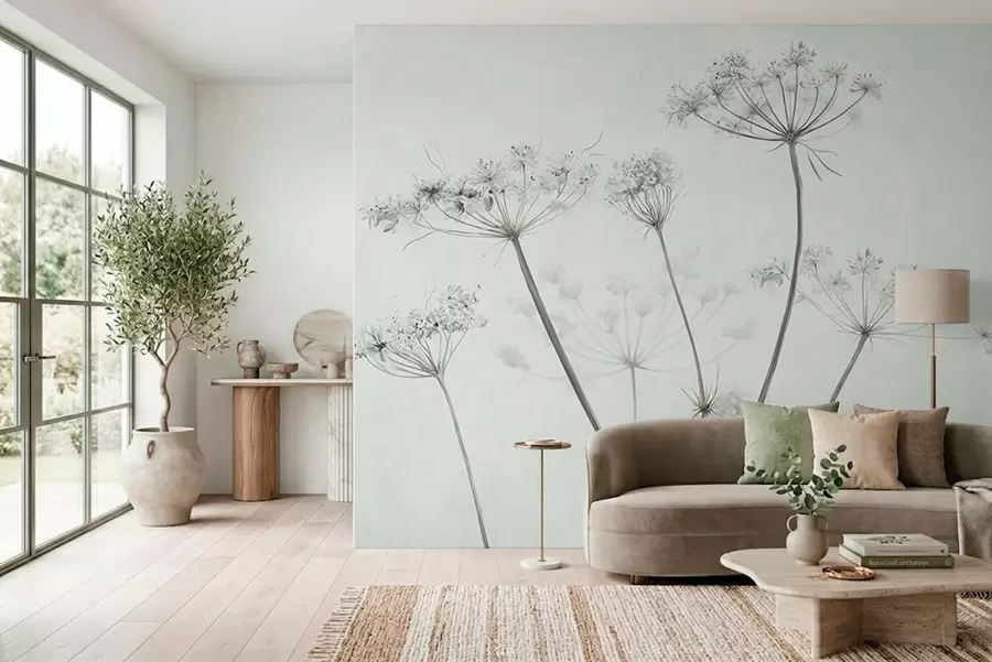 wall murals Нежни сушени кишобрани на мекој светлој позадини w05543v1