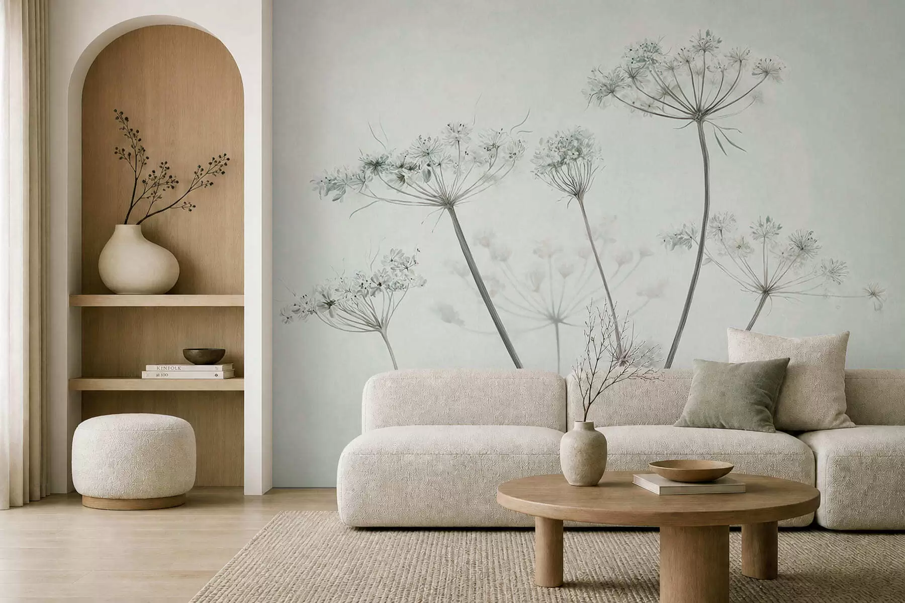 wall murals Нежни сушени кишобрани на мекој светлој позадини w05543v1