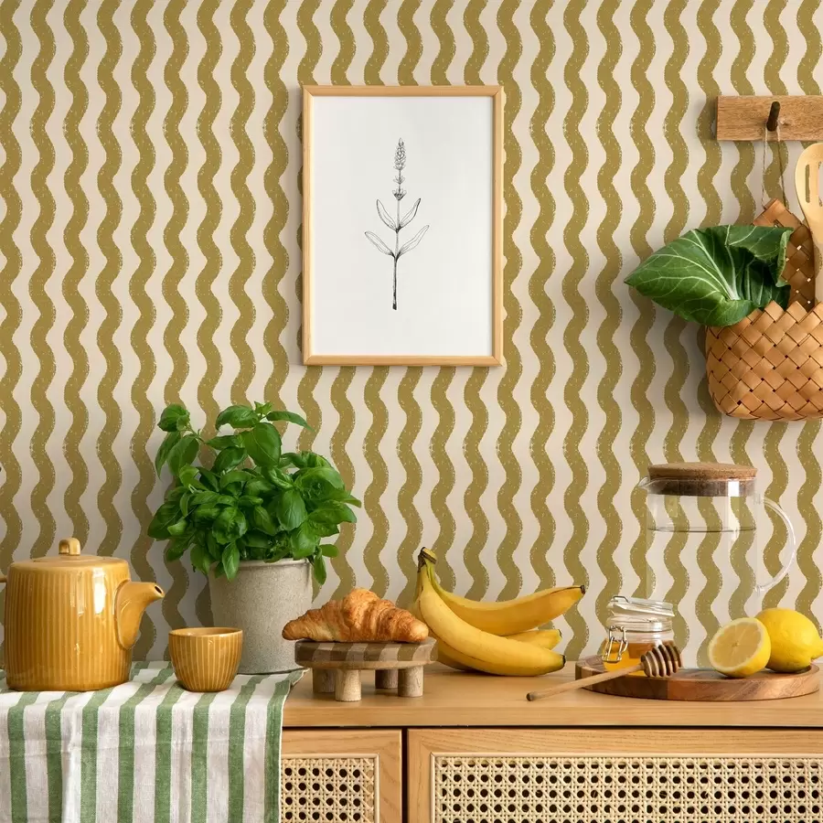 wall murals Таласасти жути узорак на кремастој позадини a01188v5