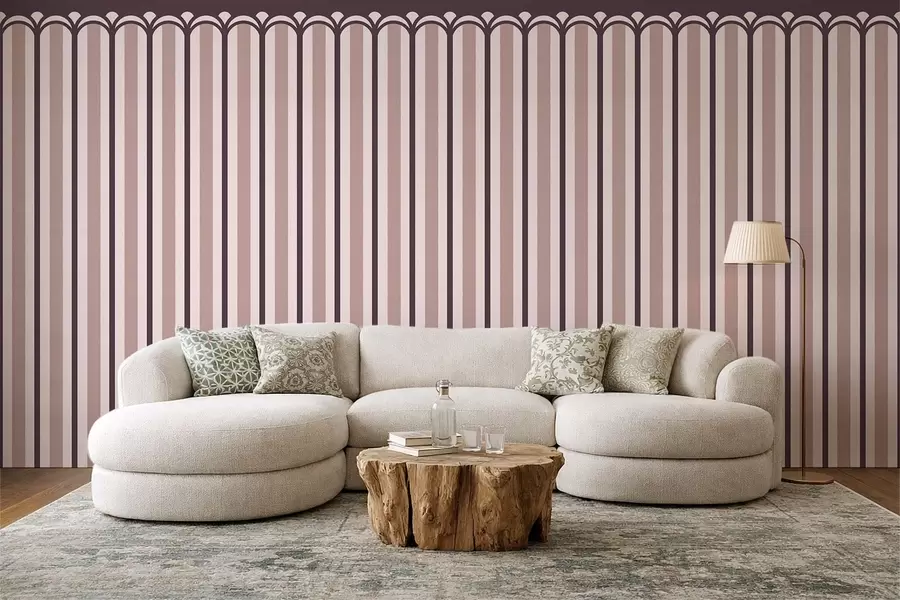 wall murals Вертикални орнамент у кремастим и шљивастим тоновима w05610v2
