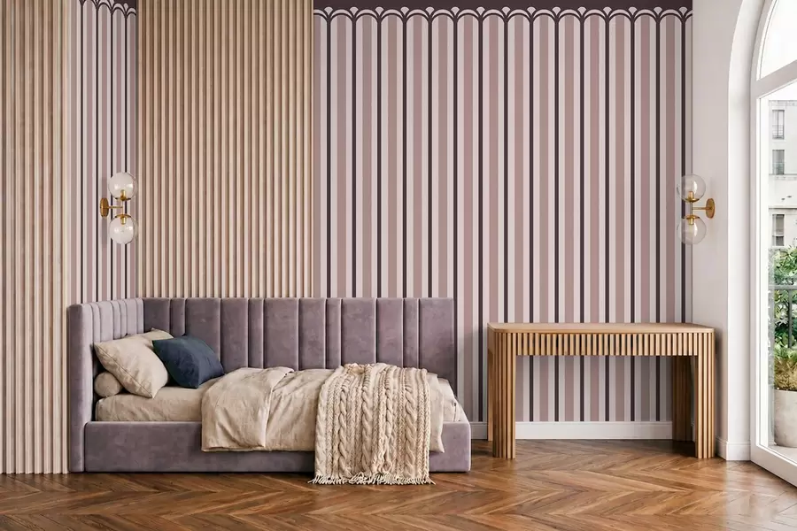 wall murals Вертикални орнамент у кремастим и шљивастим тоновима w05610v2