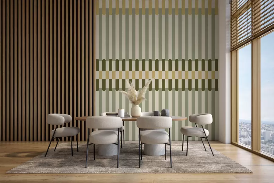wall murals Пругасти узорак у зеленим и пешчаним тоновима w05150