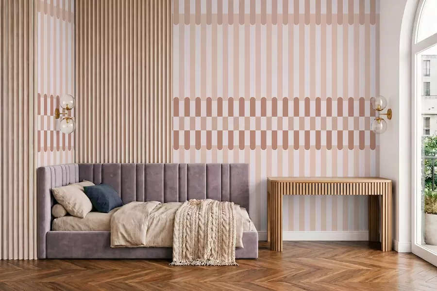 wall murals Пругасти узорак у светло ружичастим тоновима w05150v1