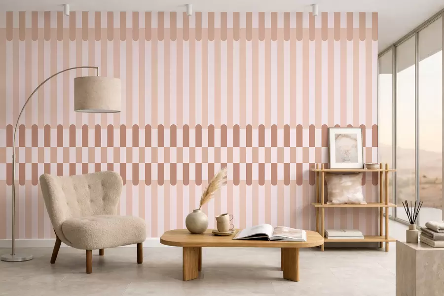 wall murals Пругасти узорак у светло ружичастим тоновима w05150v1