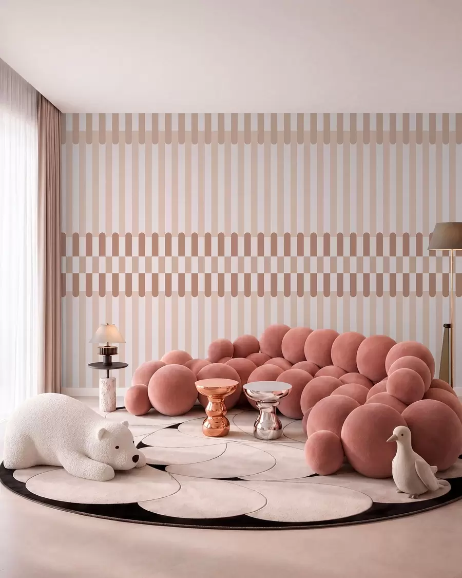 wall murals Пругасти узорак у светло ружичастим тоновима w05150v1