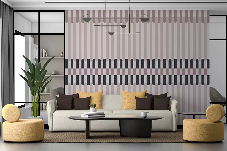 wall murals Пругасти узорак у крем и тамноплавим тоновима w05150v2