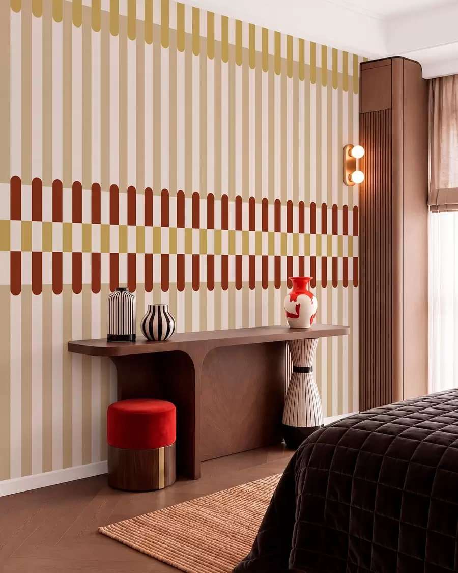 wall murals Пругасти узорак у беж и теракот тоновима w05150v3