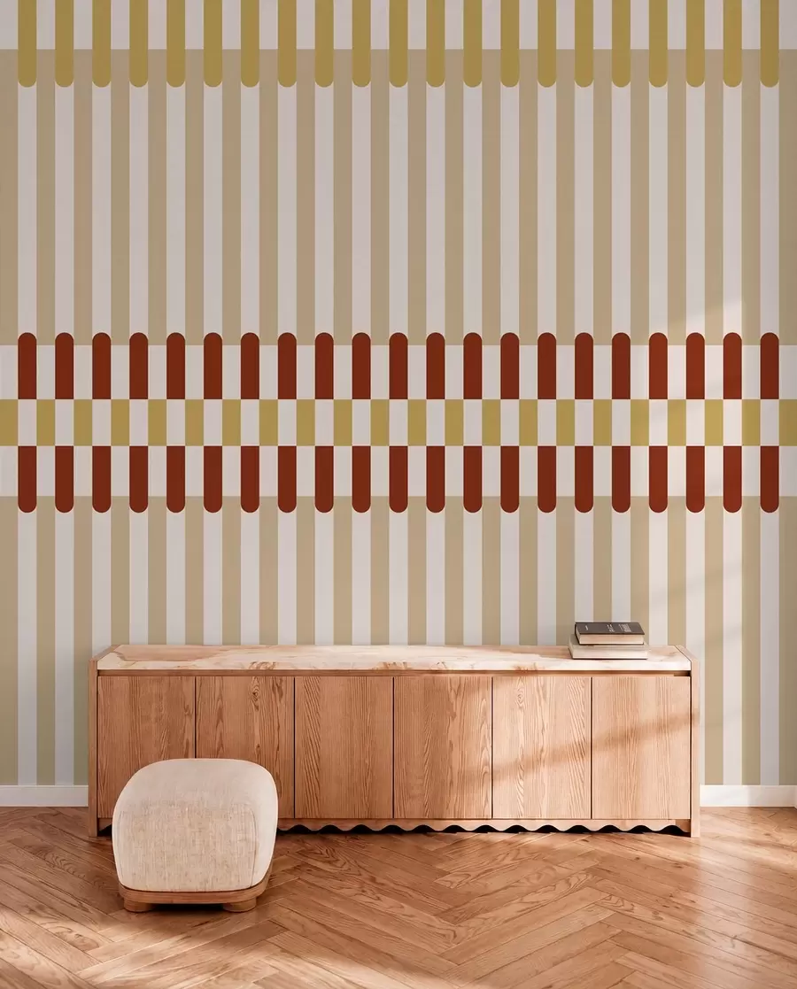wall murals Пругасти узорак у беж и теракот тоновима w05150v3
