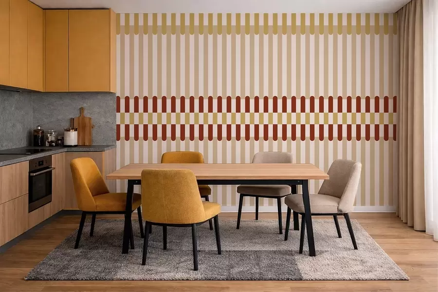 wall murals Пругасти узорак у беж и теракот тоновима w05150v3