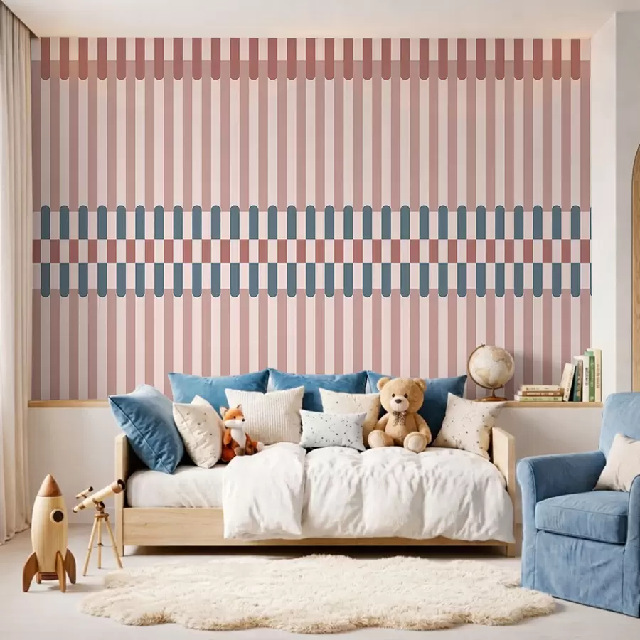 wall murals Пругасти узорак у ружичастим и плавим тоновима w05150v5