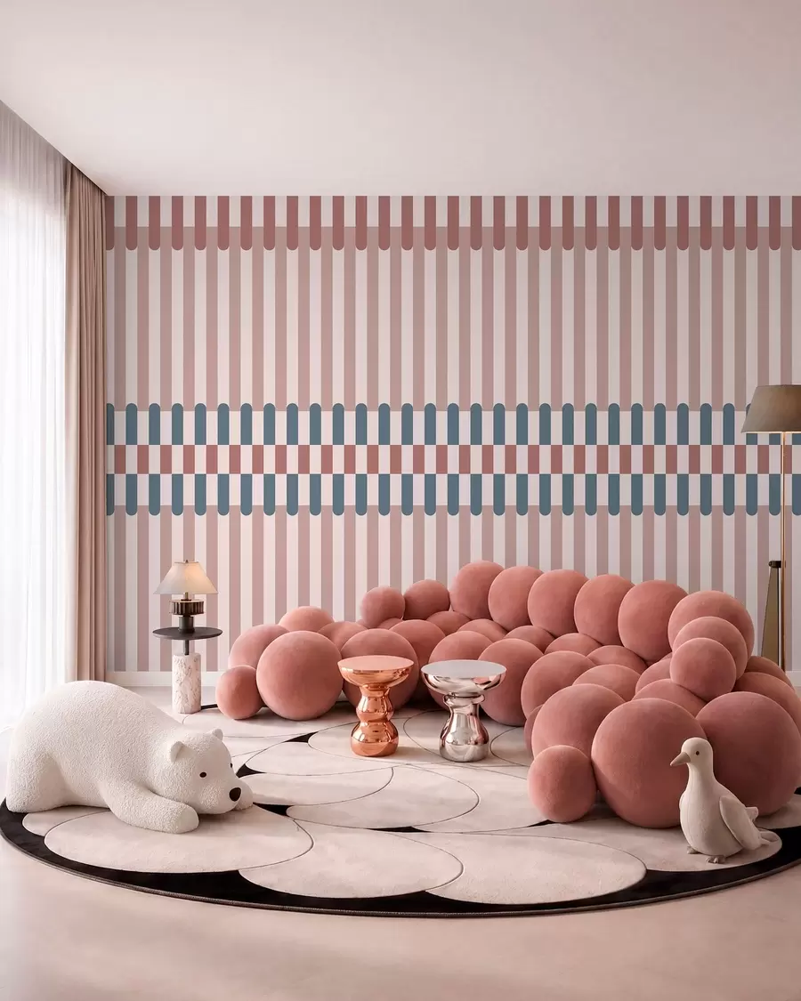 wall murals Пругасти узорак у ружичастим и плавим тоновима w05150v5