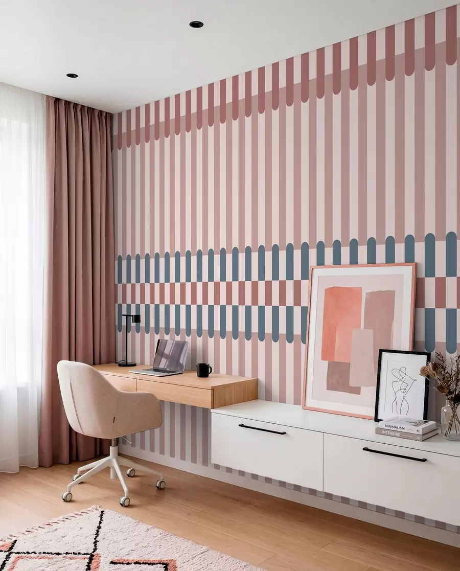 wall murals Пругасти узорак у ружичастим и плавим тоновима w05150v5