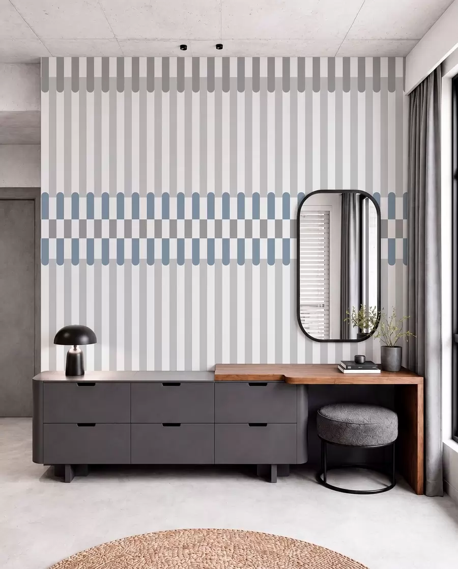 wall murals Пругасти узорак у сивим и плавим тоновима w05150v6