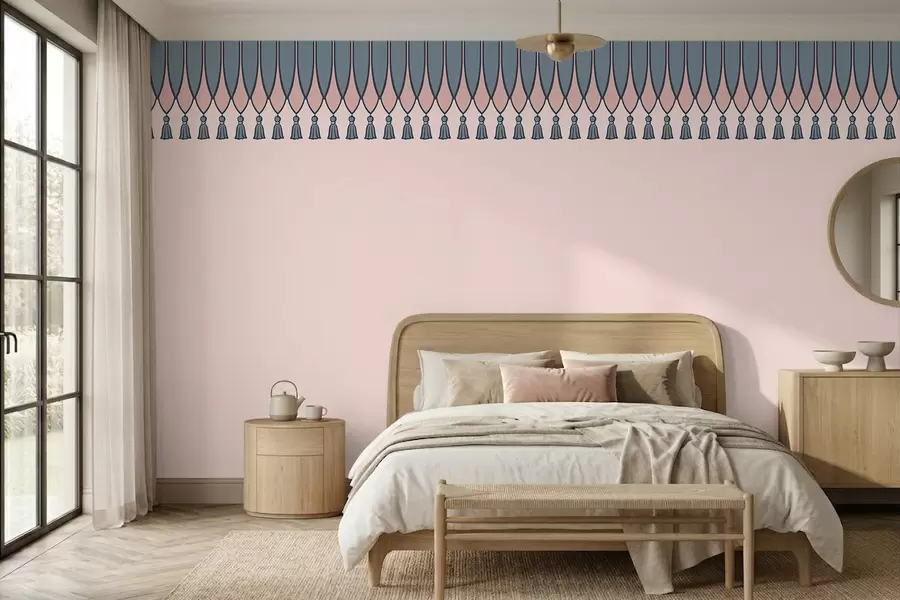 wall murals Декоративна ивица са ресама у ружичастим и плавим тоновима w05544