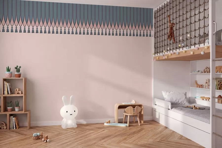 wall murals Декоративна ивица са ресама у ружичастим и плавим тоновима w05544