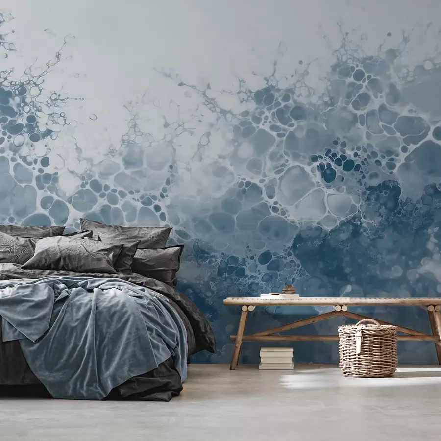 wall murals Прозрачна плава апстракција са мехурићима у стилу акварела w09673