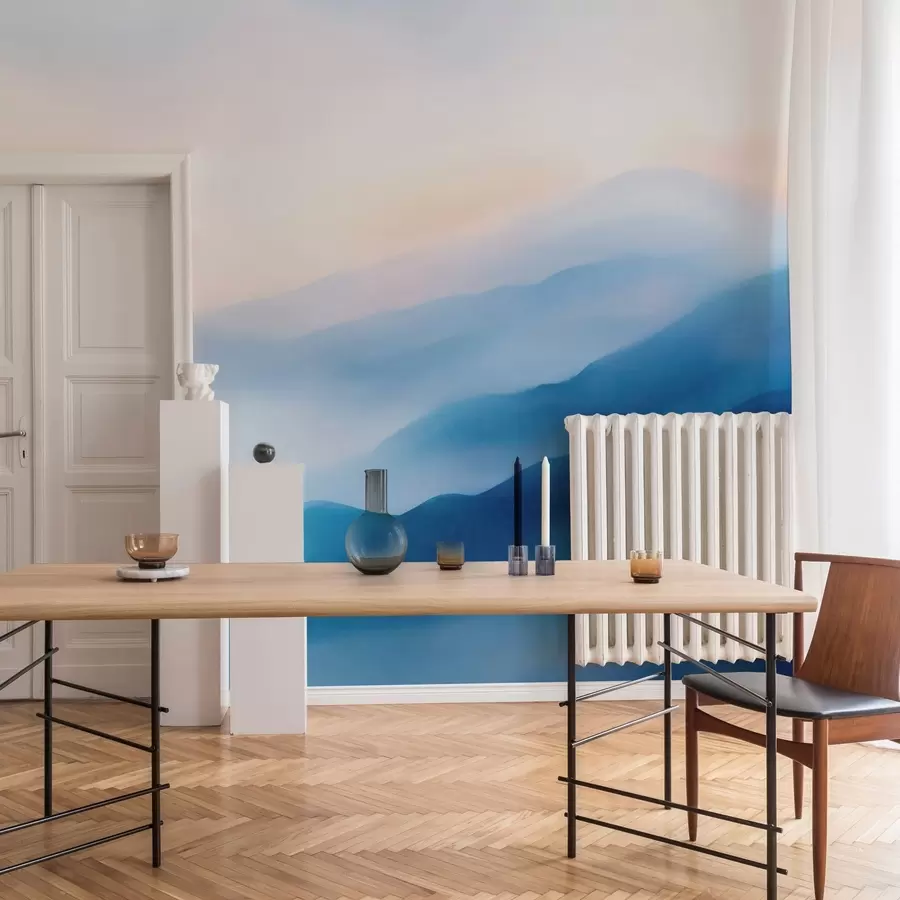 wall murals Меке плаве акварелне планине са сањивим градијентима и атмосферском дубином w05605